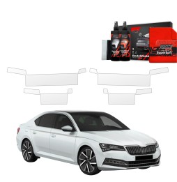 Dørbeskyttere Skoda Superb III 2019 - 2023 │ Beskyttelse Dørterskler PPF beskyttelsesfolie Gjennomsiktig BodyShield