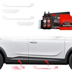 Dørbeskyttere SsangYong Korando 2023 - 2025 │ Beskyttelse Dørterskler PPF beskyttelsesfolie Gjennomsiktig BodyShield