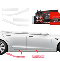 Dørbeskyttere Tesla Model S 2023 - 2025 │ Beskyttelse Dørterskler PPF beskyttelsesfolie Gjennomsiktig BodyShield