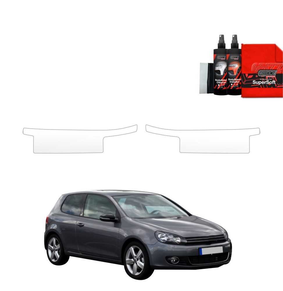 Dørbeskyttere VW Golf 6 (3D) 2008 - 2012 │ Beskyttelse Dørterskler PPF beskyttelsesfolie Gjennomsiktig BodyShield