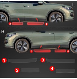 Dørbeskyttere VW Tiguan III 2024 - 2025│ Beskyttelse Dørterskler PPF beskyttelsesfolie Gjennomsiktig BodyShield – bilde 2