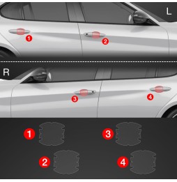 Dørhåndtakbeskyttere Alfa Romeo Giulia 2023 - 2025 │ PPF beskyttelsesfolie Gjennomsiktig BodyShield – bilde 2