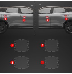 Dørhåndtakbeskyttere Cherry Omoda 5 Facelift 2024 - 2025 │ PPF beskyttelsesfolie Gjennomsiktig BodyShield – bilde 2