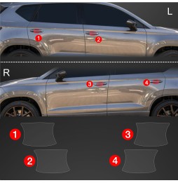 Dørhåndtakbeskyttere Cupra Ateca 2020 - 2025 │ PPF beskyttelsesfolie Gjennomsiktig BodyShield – bilde 2