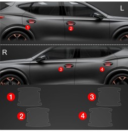 Dørhåndtakbeskyttere Cupra Formentor 2020 - 2024 │ PPF beskyttelsesfolie Gjennomsiktig BodyShield – bilde 2