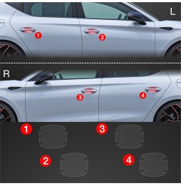 Dørhåndtakbeskyttere Cupra Leon 2024 - 2025 │ PPF beskyttelsesfolie Gjennomsiktig BodyShield – bilde 2