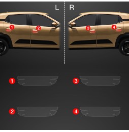 Dørhåndtakbeskyttere Dacia Spring 2024 - 2025 │ PPF beskyttelsesfolie Gjennomsiktig BodyShield – bilde 2