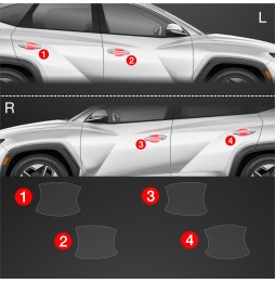 Dørhåndtakbeskyttere do Hyundai Tucson Facelift 2024 - 2025 │ PPF beskyttelsesfolie Gjennomsiktig BodyShield – bilde 2