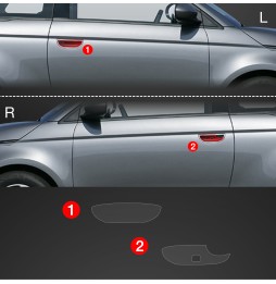 Dørhåndtakbeskyttere Fiat 500 2016 - 2025 │ PPF beskyttelsesfolie Gjennomsiktig BodyShield – bilde 2