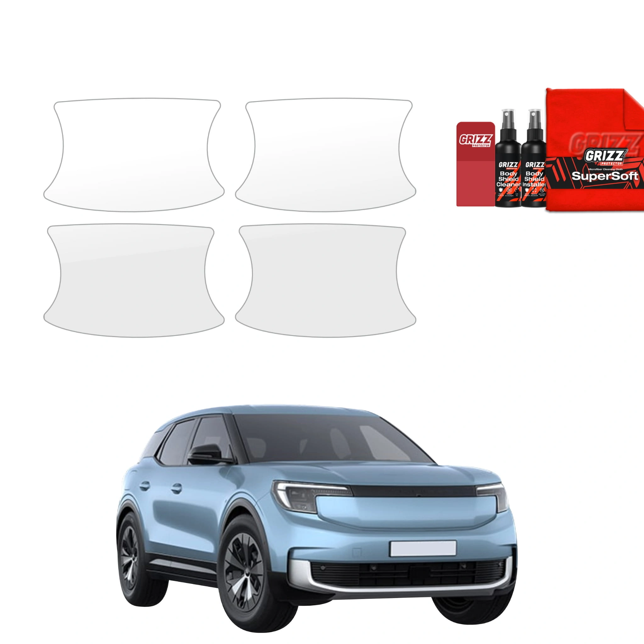Dørhåndtakbeskyttere Ford Explorer EV 2023 -> │ PPF beskyttelsesfolie Gjennomsiktig BodyShield