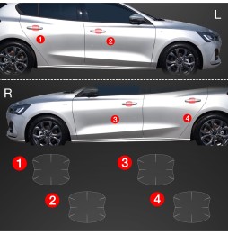 Dørhåndtakbeskyttere Ford Focus ST-Line X Facelift 2021 - 2025 │ PPF beskyttelsesfolie Gjennomsiktig BodyShield – bilde 2