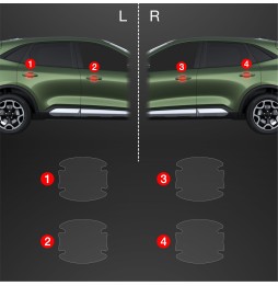 Dørhåndtakbeskyttere Ford Kuga Titanium Facelift 2024 - 2025 │ PPF beskyttelsesfolie Gjennomsiktig BodyShield – bilde 2