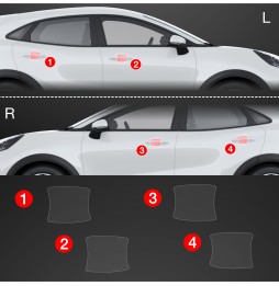 Dørhåndtakbeskyttere Ford Puma Facelift 2024 - 2025 │ PPF beskyttelsesfolie Gjennomsiktig BodyShield – bilde 2