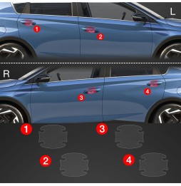 Dørhåndtakbeskyttere Hyundai Bayon 2024 - 2025 │ PPF beskyttelsesfolie Gjennomsiktig BodyShield – bilde 2