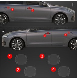 Dørhåndtakbeskyttere Hyundai i30 2020 - 2025 │ PPF beskyttelsesfolie Gjennomsiktig BodyShield – bilde 2