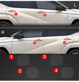 Dørhåndtakbeskyttere Hyundai Kona N-Line 2023 - 2025 │ PPF beskyttelsesfolie Gjennomsiktig BodyShield – bilde 2