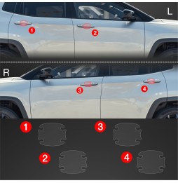 Dørhåndtakbeskyttere Jeep Compass 2020 - 2024 │ PPF beskyttelsesfolie Gjennomsiktig BodyShield – bilde 2