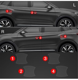 Dørhåndtakbeskyttere MG ZS Hybrid+ 2024 - 2025 │ PPF beskyttelsesfolie Gjennomsiktig BodyShield – bilde 2