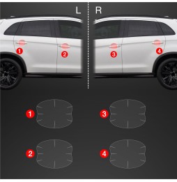 Dørhåndtakbeskyttere Mitsubishi ASX Facelift 2024 - 2025 │ PPF beskyttelsesfolie Gjennomsiktig BodyShield – bilde 2