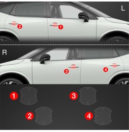 Dørhåndtakbeskyttere Nissan Qashqai 3 2021 - 2024 │ PPF beskyttelsesfolie Gjennomsiktig BodyShield – bilde 2