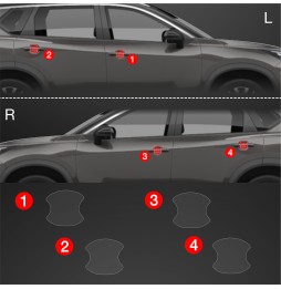 Dørhåndtakbeskyttere Nissan X-Trail Facelift 2024 - 2025 │ PPF beskyttelsesfolie Gjennomsiktig BodyShield – bilde 2