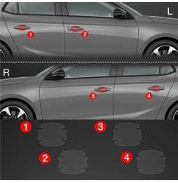 Dørhåndtakbeskyttere Opel Corsa 2023 - 2025 │ PPF beskyttelsesfolie Gjennomsiktig BodyShield – bilde 2