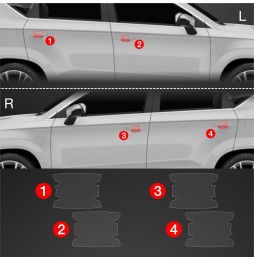 Dørhåndtakbeskyttere Seat Ateca 2020 - 2025 │ PPF beskyttelsesfolie Gjennomsiktig BodyShield – bilde 2