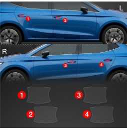 Dørhåndtakbeskyttere Seat Ibiza 2021 - 2025 │ PPF beskyttelsesfolie Gjennomsiktig BodyShield – bilde 2