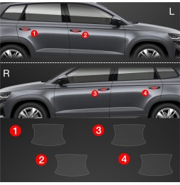 Dørhåndtakbeskyttere Skoda Karoq 2022 - 2025 │ PPF beskyttelsesfolie Gjennomsiktig BodyShield – bilde 2