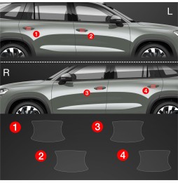 Dørhåndtakbeskyttere Skoda Kodiaq II 2024 - 2025 │ PPF beskyttelsesfolie Gjennomsiktig BodyShield – bilde 2