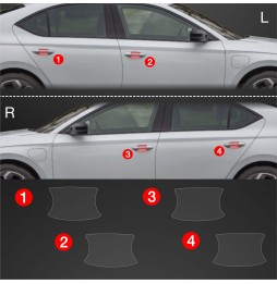 Dørhåndtakbeskyttere Skoda Octavia IV 2019 - 2025 │ PPF beskyttelsesfolie Gjennomsiktig BodyShield – bilde 2