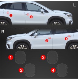 Dørhåndtakbeskyttere Suzuki S-Cross 2021 - 2025 │ PPF beskyttelsesfolie Gjennomsiktig BodyShield – bilde 2