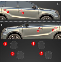 Dørhåndtakbeskyttere Suzuki Vitara Facelift 2024 - 2025 │ PPF beskyttelsesfolie Gjennomsiktig BodyShield – bilde 2