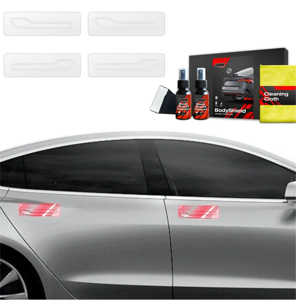 Dørhåndtakbeskyttere Tesla Model 3 2017 - 2023 │ PPF beskyttelsesfolie Gjennomsiktig BodyShield