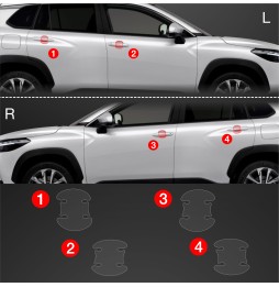 Dørhåndtakbeskyttere Toyota Corolla Cross 2022 - 2025 │ PPF beskyttelsesfolie Gjennomsiktig BodyShield – bilde 2