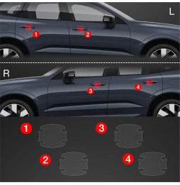 Dørhåndtakbeskyttere Volvo XC60 II 2022 - 2025 │ PPF beskyttelsesfolie Gjennomsiktig BodyShield – bilde 2