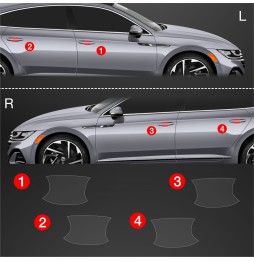 Dørhåndtakbeskyttere VW Arteon 2024 - 2025 │ PPF beskyttelsesfolie Gjennomsiktig BodyShield – bilde 2