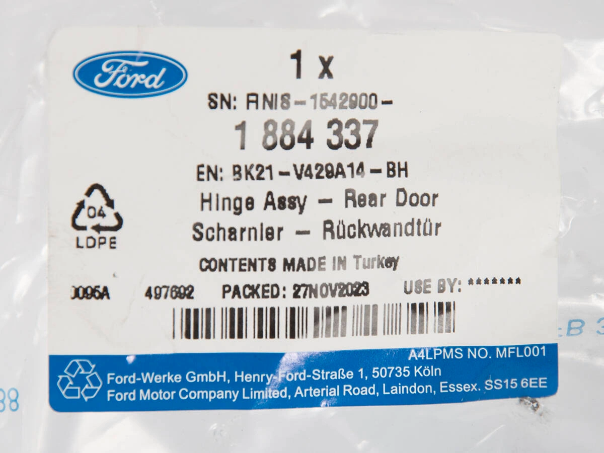 Dørhengsel Ford Transit Custom I / Tourneo Custom I 2012 - 2023 │ bakdør nedre  180° åpning - Genuine® Rear Door Hinge – bilde 3