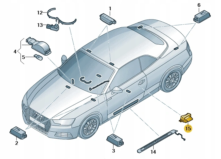 Dørlys foran venstre Audi A4 S4 A5 S5 Q5 original – bilde 2