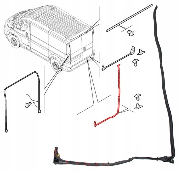 Dørpakning Citroen Jumper II / Peugeot Boxer II / Fiat Ducato III 2006 ->  │ H2- bakdør venstre side - Genuine® Door seal