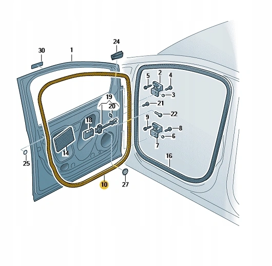Dørpakning VW Sharan 7N / Seat Alhambra 7N 2010 - 2022  │ foran - venstre Genuine® Door seal