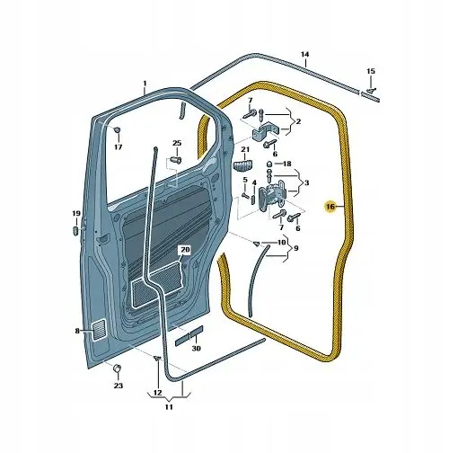 Dørpakning VW T5 2004 - 2015 / VW T6 2016 - 2023 Image 1