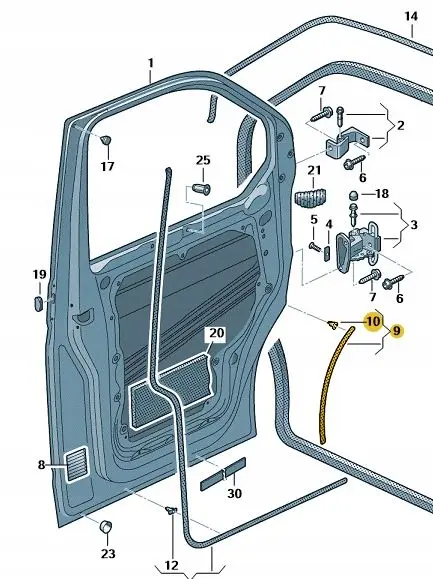 Dørpakning VW T5 / VW T6 (nedre - venstre side) – bilde 3