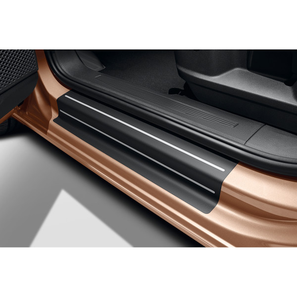 Dørterskelbeskyttere VW Caddy 5 (SB) 2021 -> | Genuine® PPF Beskyttelsesfolie i dørterskel - Black / Silver