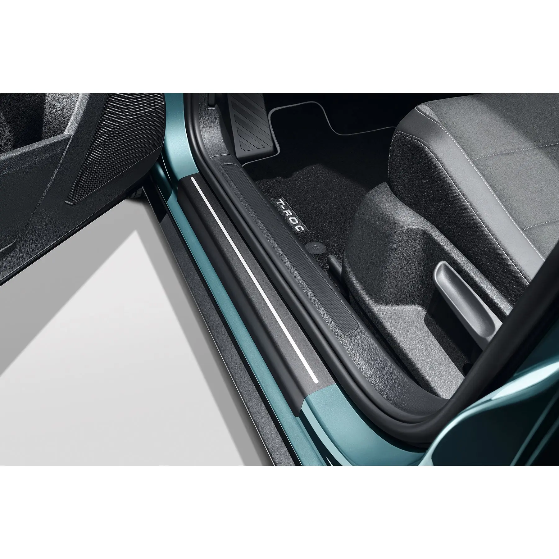 Dørterskelbeskyttere VW T-Roc I 2017 - 2025 │ Genuine® PPF Beskyttelsesfolie i dørterskel - Black / Silver