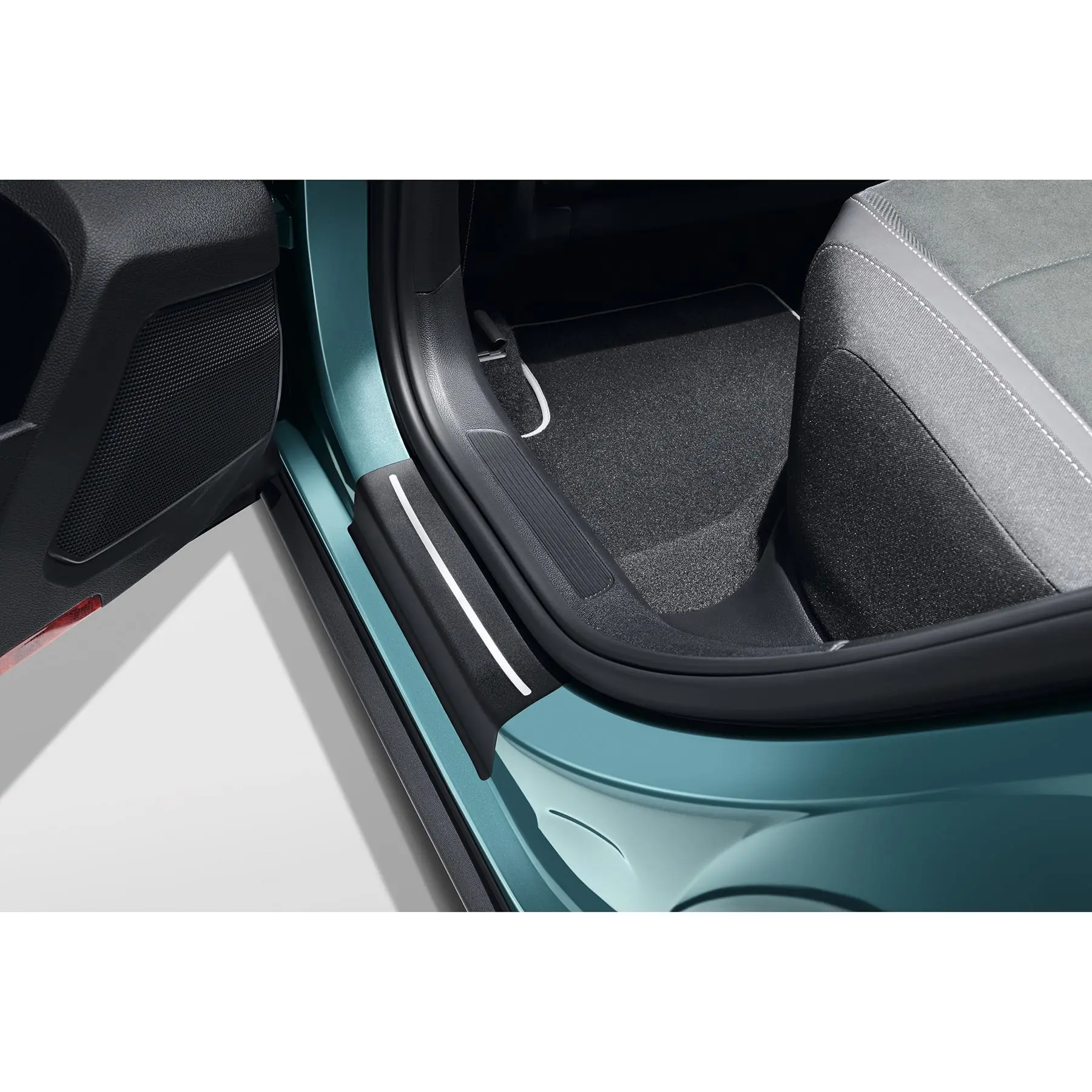 Dørterskelbeskyttere VW T-Roc I 2017 - 2025 │ Genuine® PPF Beskyttelsesfolie i dørterskel - Black / Silver – bilde 2
