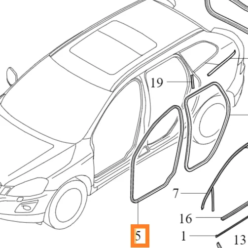 Dørtetning karosseri foran Volvo Genuine® XC60 2009-2017