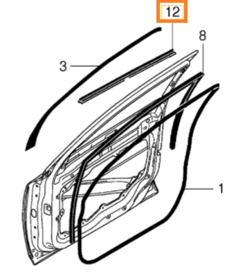 Dørtetning venstre foran Volvo Genuine® S80 V70 XC70