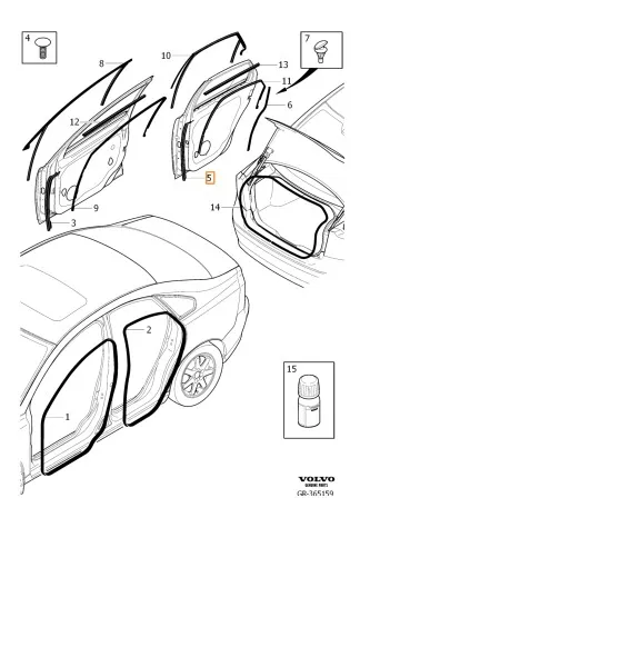 Dørtetning Volvo Genuine® S40, V50 2004-2012 │ bakdør venstre – bilde 2