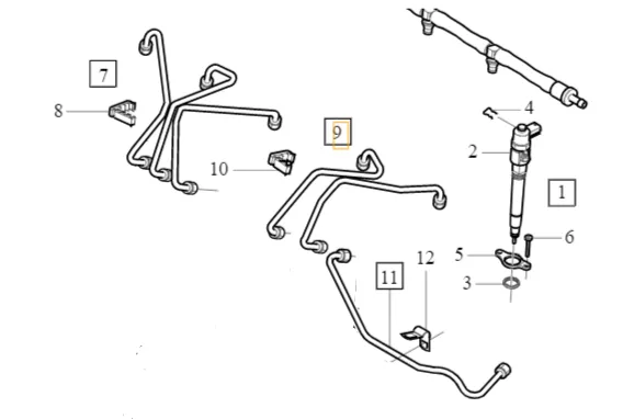 Drivstoffrør fordelerrør Volvo Genuine® C30 C70 S40 S60 S80 V50 V70 XC70 XC90 │ diesel D5244TX
